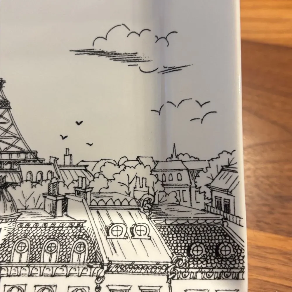 222 Fifth City Scenes Porcelain Paris Eiffel Towel Scene 5.75” x 5.75” Plate